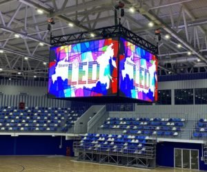 Установка медиа куба на волейбольной арене